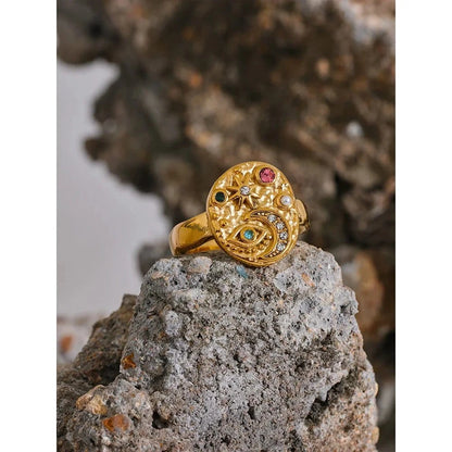 Gold Moon Eye Ring