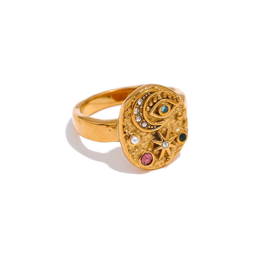 Gold Moon Eye Ring