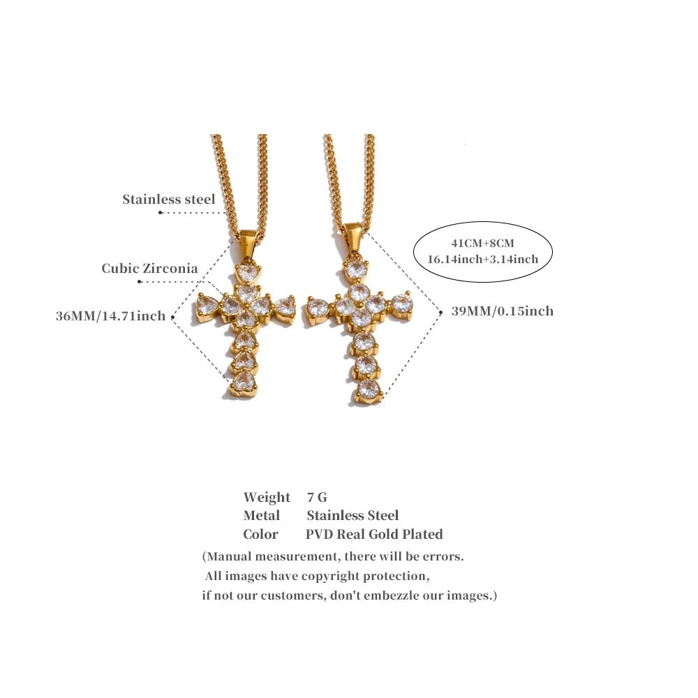 Gold Plated Cross Pendant Necklace - Size details