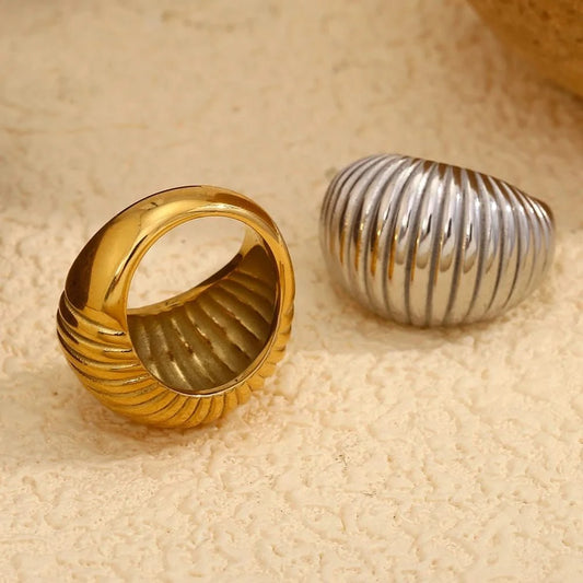 Gold Plated Fat Bread Ring – Minimalist Style