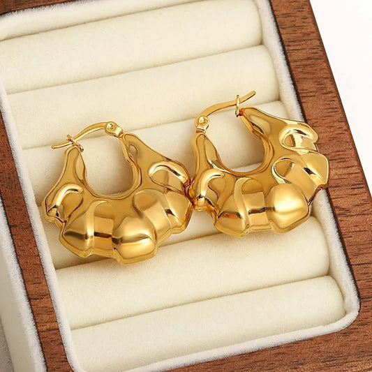 Gold Plated Purse Hoop Earrings - Chic, Lightweight