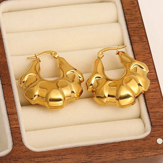 Gold Plated Purse Hoop Earrings - Chic, Lightweight