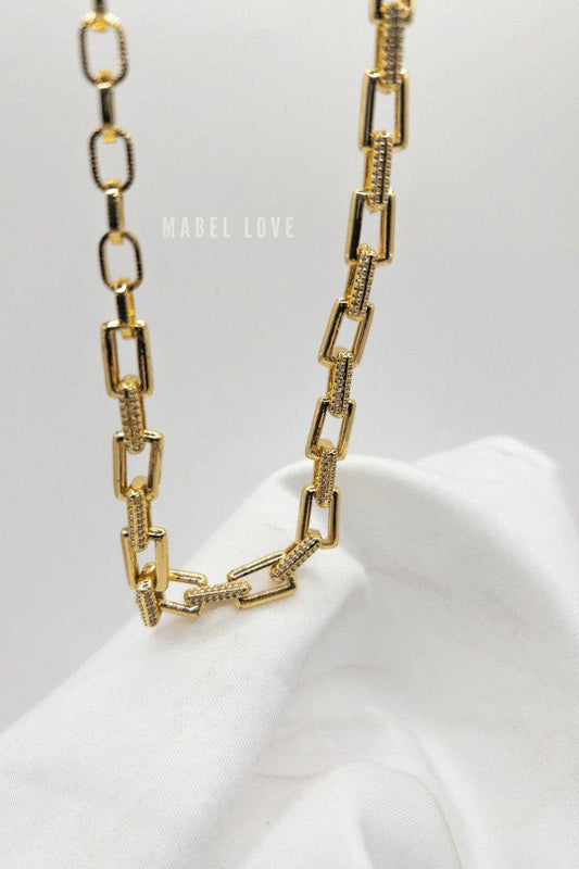 Gold Rectangular Chain Necklace