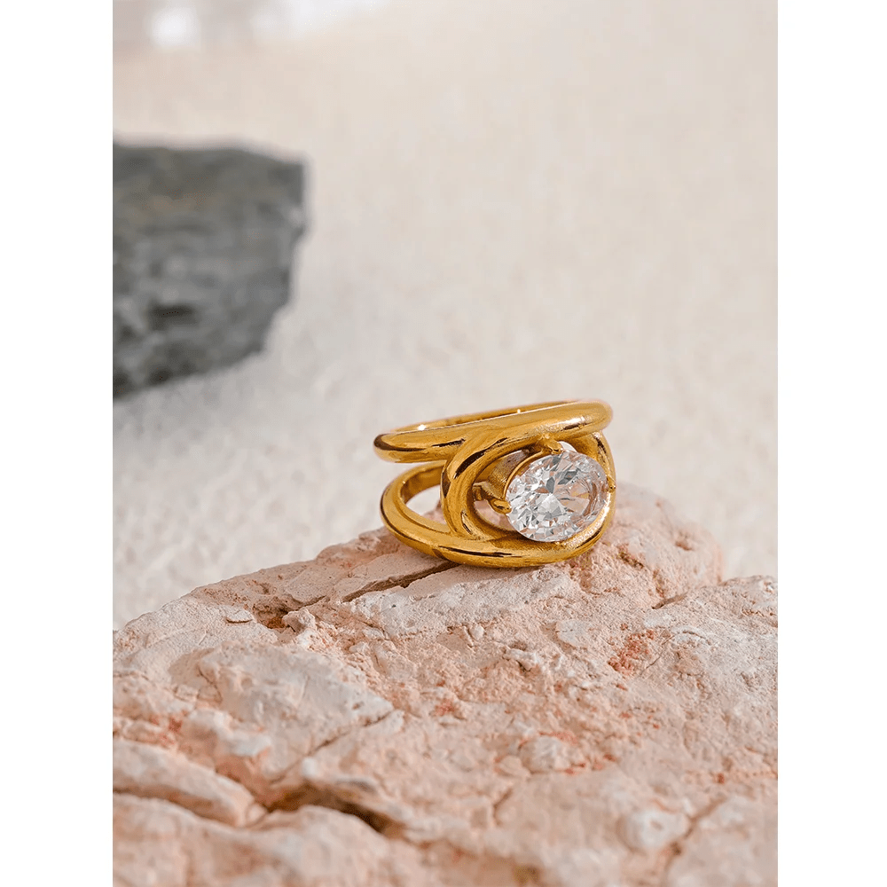 Gold Ring with Oval Gemstone 1