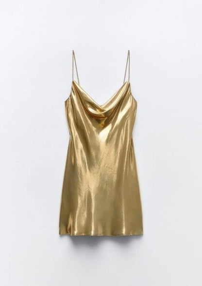Gold Slip Mini Dress | Mabel Love Co. Gold / S Gold Slip Mini Dress | Mabel Love Co. Gold / S