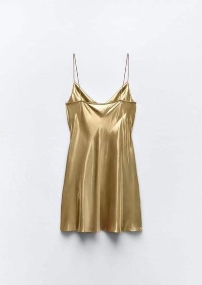 Gold Slip Mini Dress | Mabel Love Co. Gold / S Gold Slip Mini Dress | Mabel Love Co. Gold / S