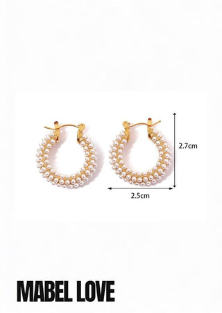 Gold Small Beaded Hoops