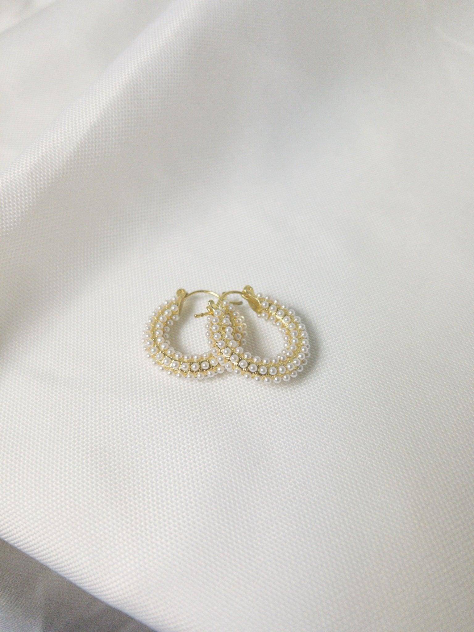 Gold Small Beaded Hoops