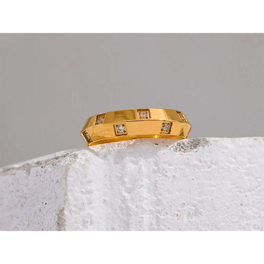 Gold Studded Band Ring