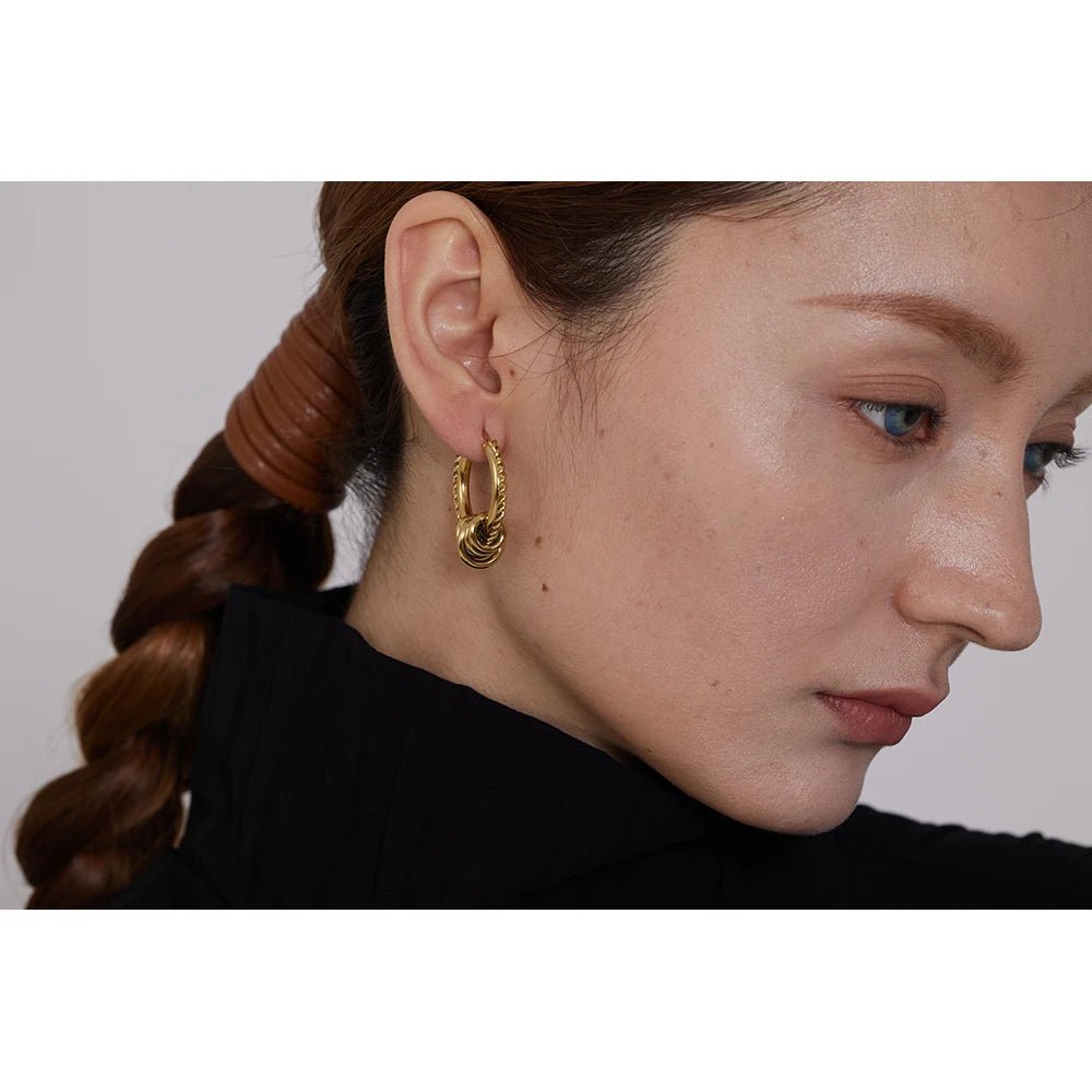 Gold Twisted Rope Hoop Earrings