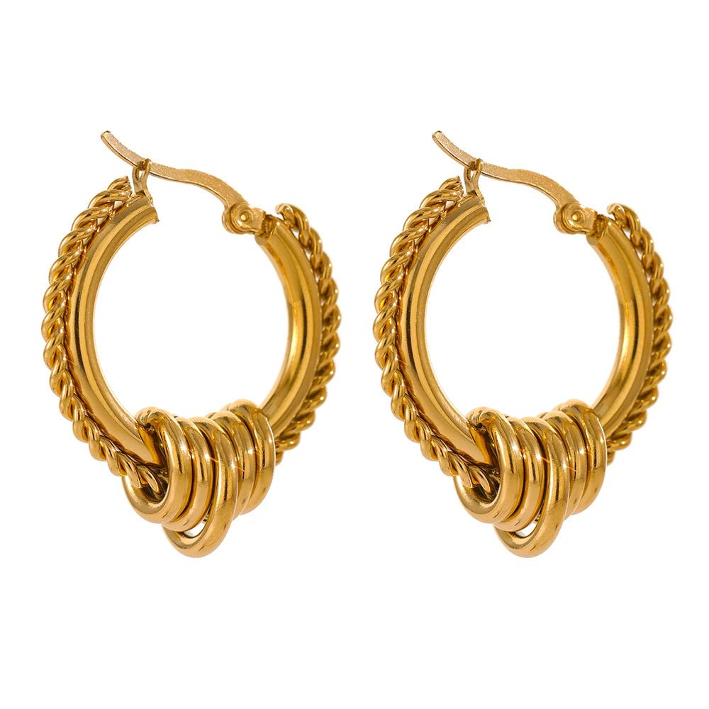 Gold Twisted Rope Hoop Earrings