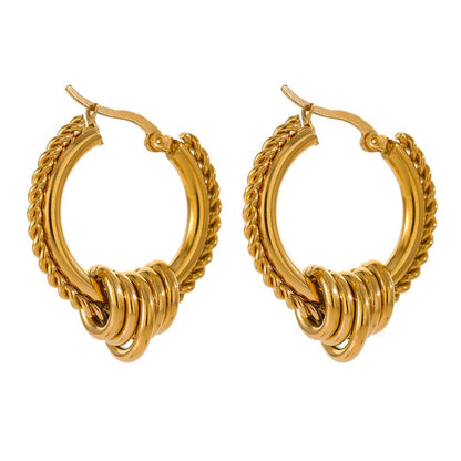 Gold Twisted Rope Hoop Earrings