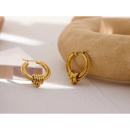 Gold Twisted Rope Hoop Earrings