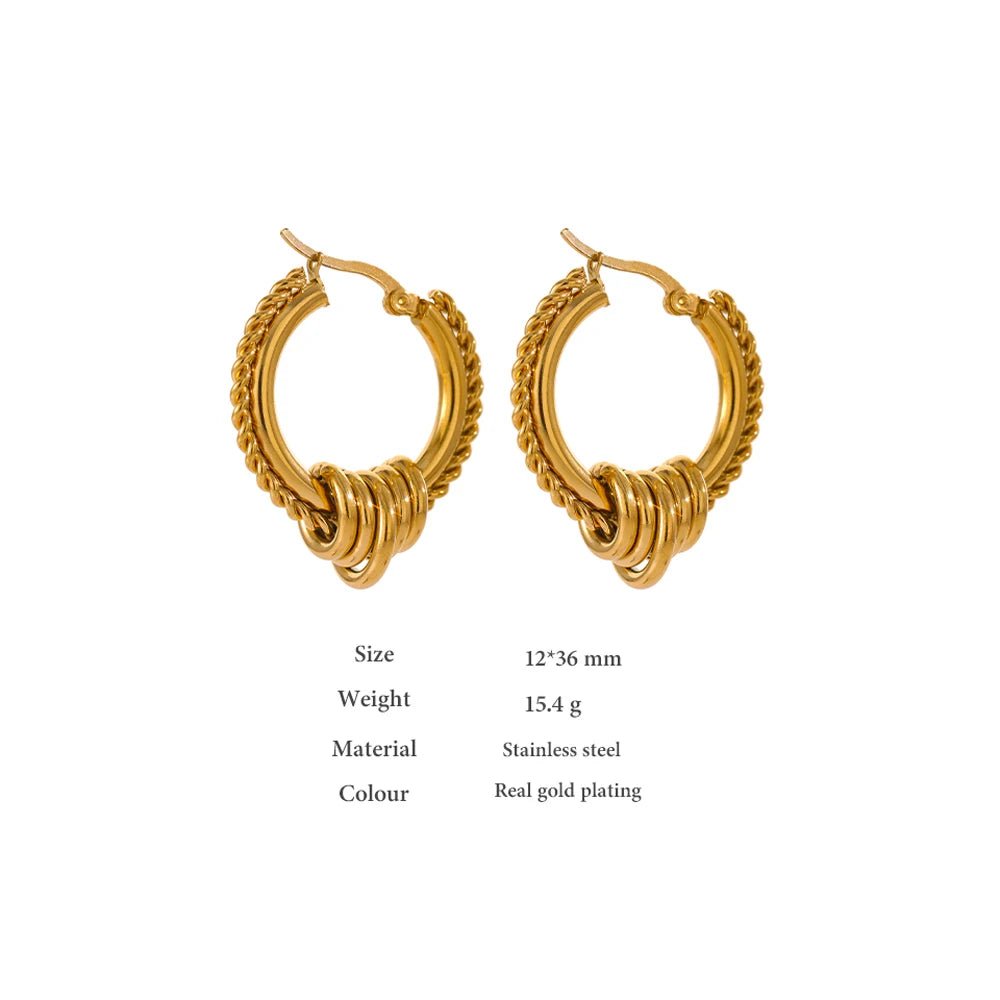 Gold Twisted Rope Hoop Earrings