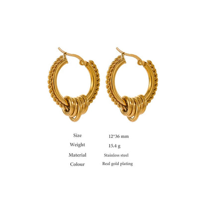 Gold Twisted Rope Hoop Earrings