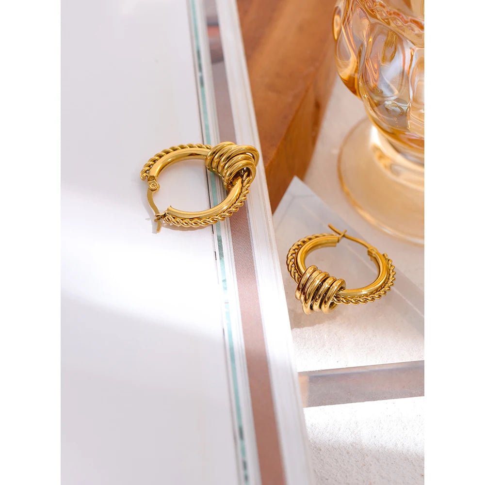 Gold Twisted Rope Hoop Earrings