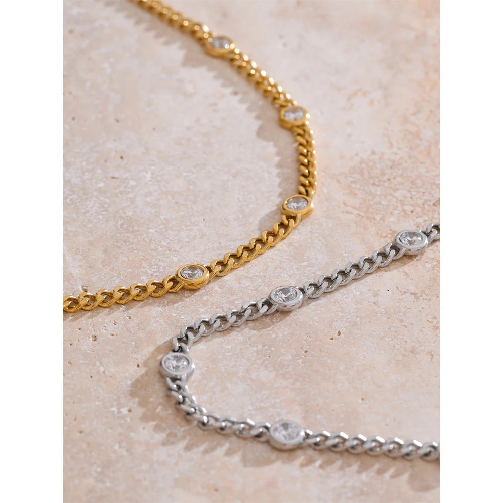 gold and silver station necklace