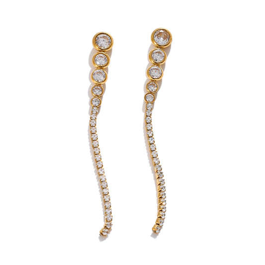 gold vertical drop earrings