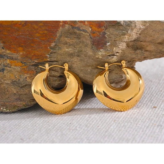 Golden Stainless Steel Hoop Earrings - Trendy Statement Jewelry