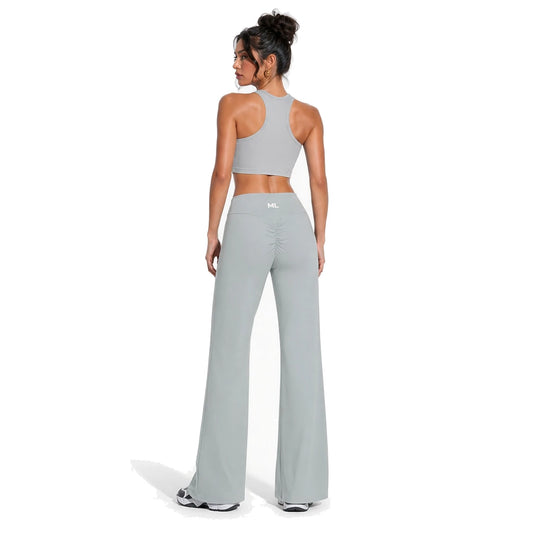 High-Rise Flare Leggings — Gray back