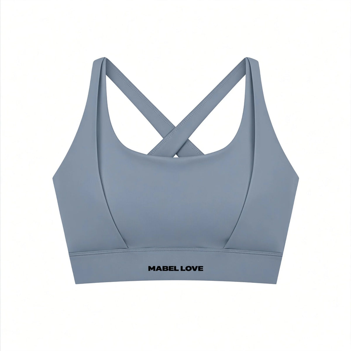 Women's Cropped Yoga Sport Bra — gray blue ghost back