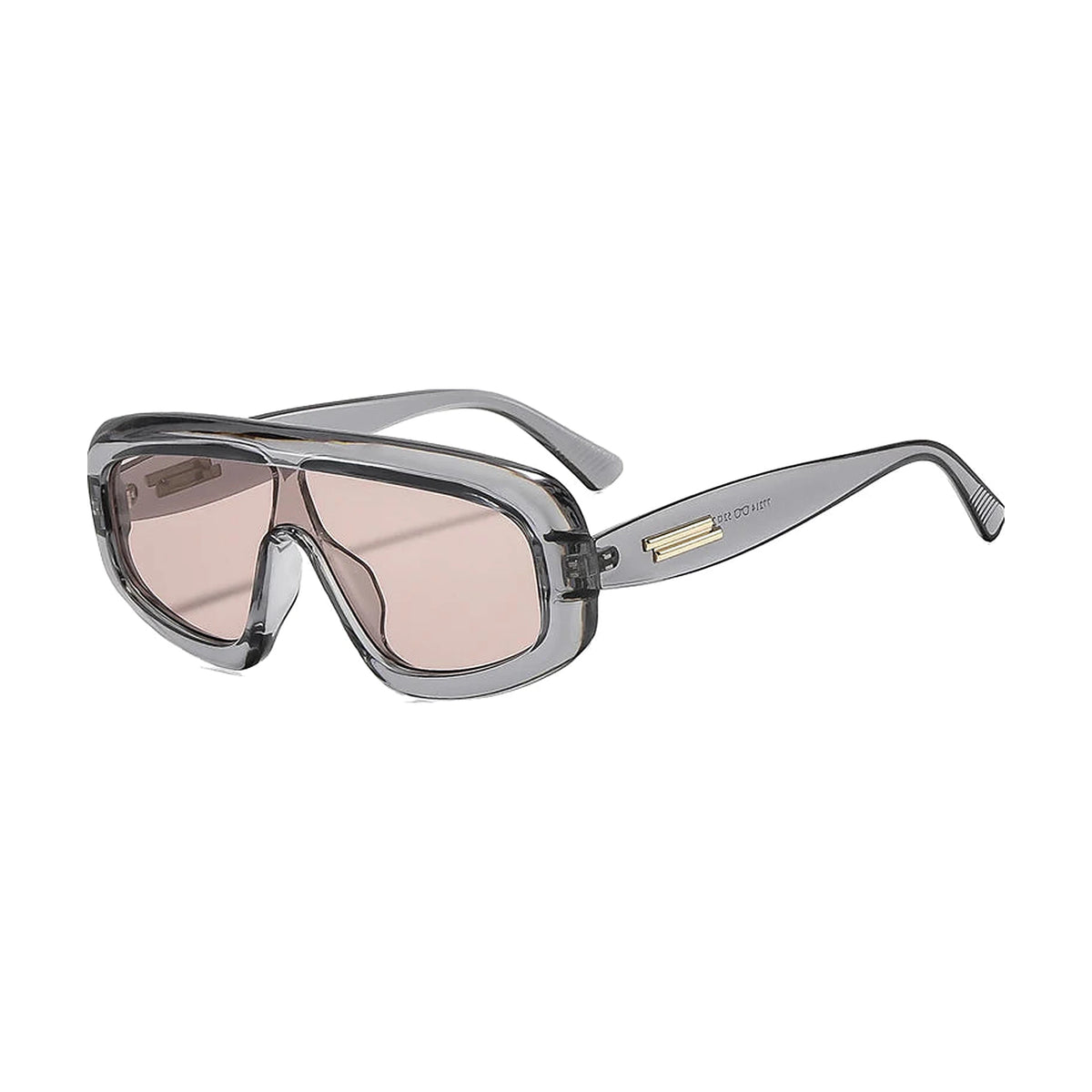 Oversized Pilot Sunglasses — gray champagne front