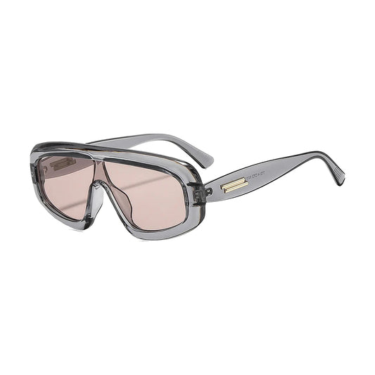 Oversized Pilot Sunglasses — gray champagne front
