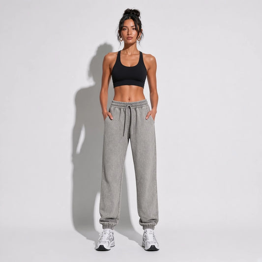 Acid Wash Sweatpants — Gray front
