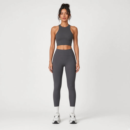 High Waist Yoga Leggings — Gray front