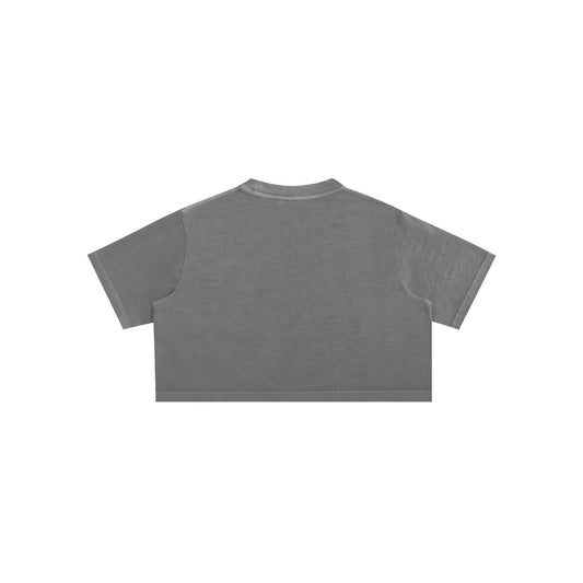 art is you Crop Top — Medium Gray ghost back