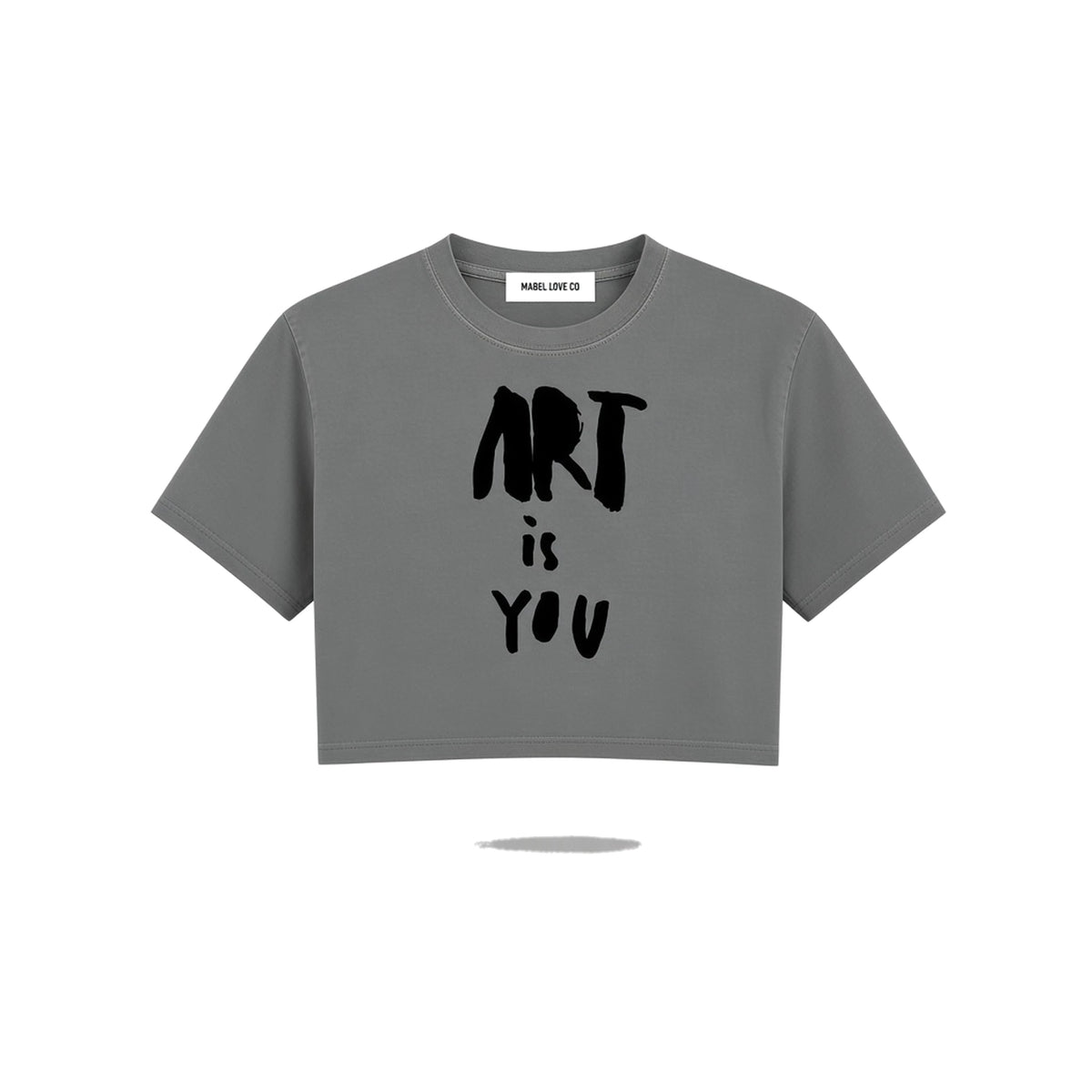art is you Crop Top — Medium Gray ghost front