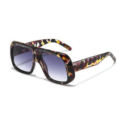 Candy Color Square Sunglasses — gray leopard front