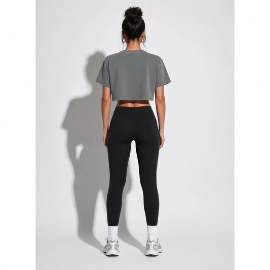 art is you Crop Top — Medium Gray back