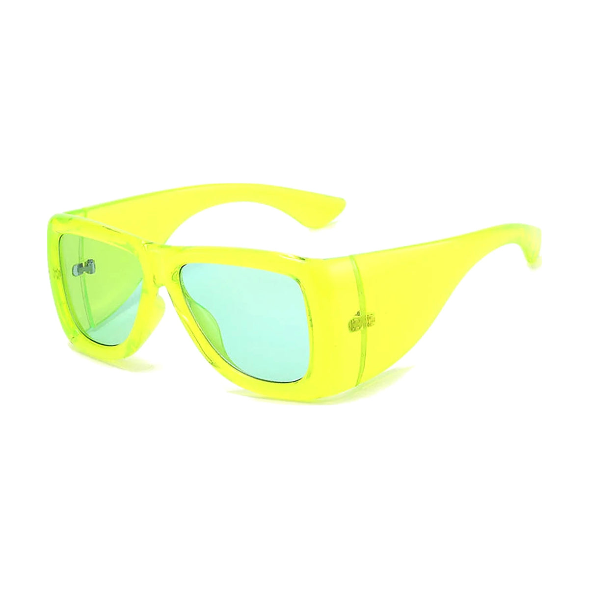 Wide-Leg Square Sunglasses — green blue front