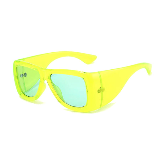 Wide-Leg Square Sunglasses — green blue front