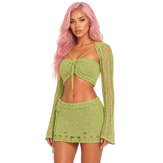 Sequin Two Piece Set — green close-up