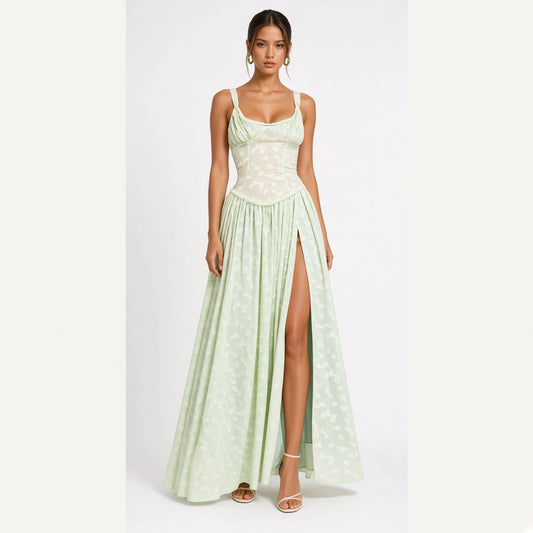 A-Line Maxi Dress — green front