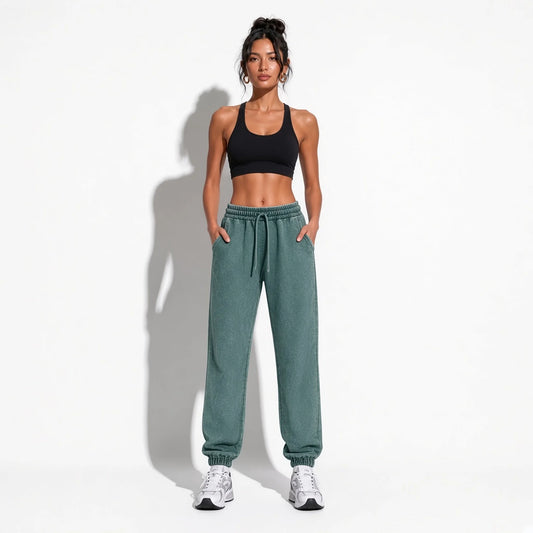 Acid Wash Sweatpants — Green front
