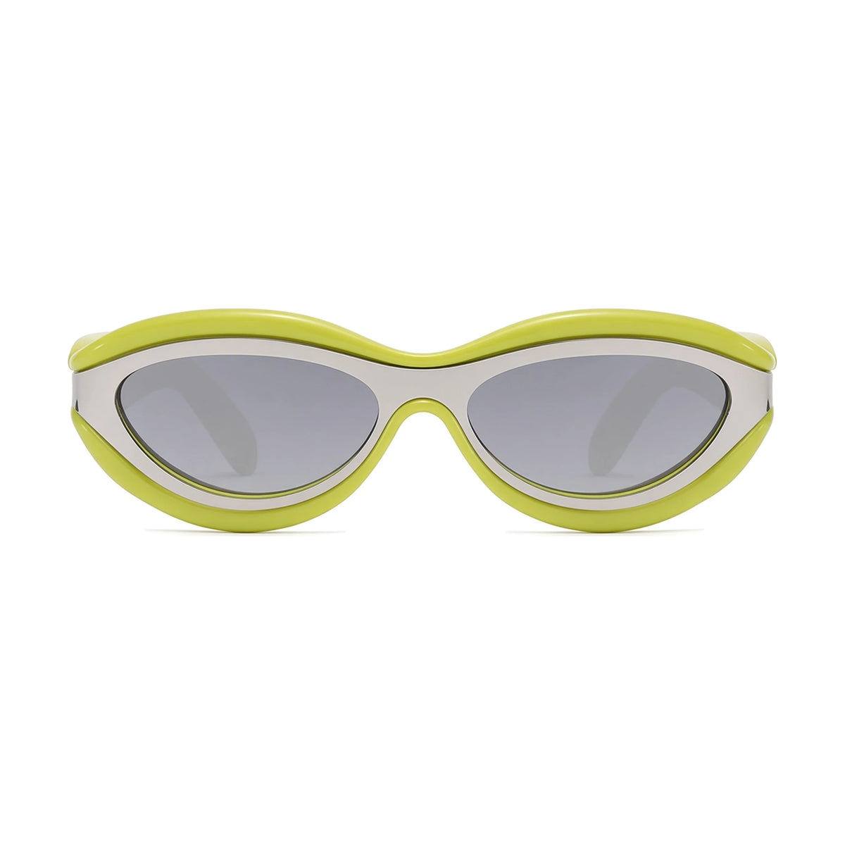 Layered Oval Cat Eye Sunglasses — green front