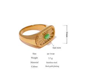 Green Opal Ring - Mabel Love Co - Gold Rings