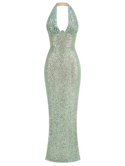 Green Sequin Halter Maxi Dress | Mabel Love Co. Green Sequin Halter Maxi Dress | Mabel Love Co.
