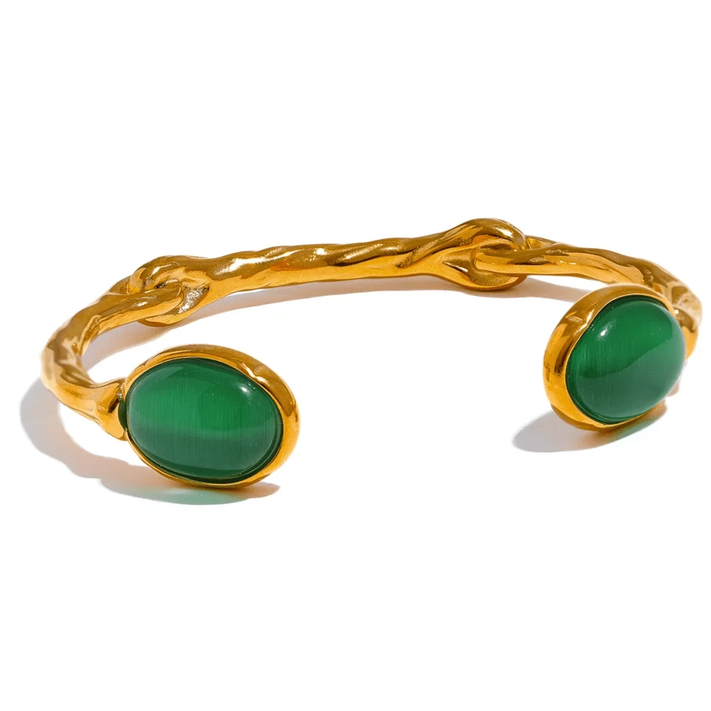 Green Stone Open Bangle