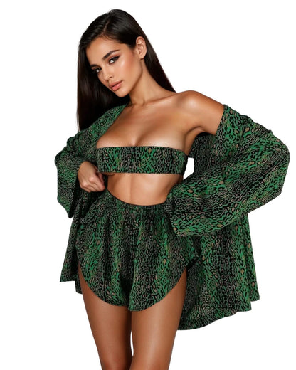 Green V Neck Set – Stylish Suit