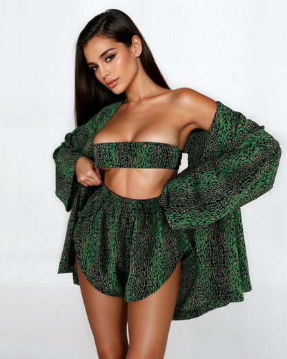 Green V Neck Set – Stylish Suit