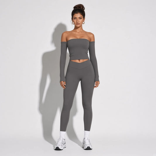Yoga Long sleeved Fitness Top — Grey front