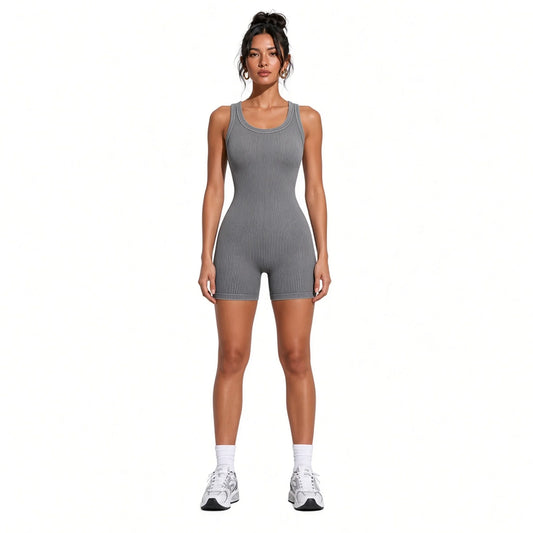 Ribbed Romper — front