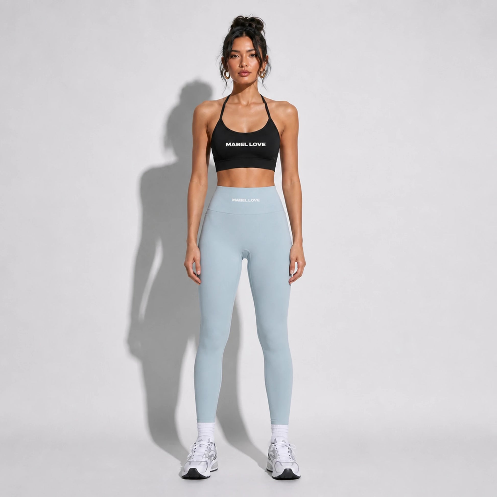 Set — Infinity bra + High-Waisted Yoga Leggings Haze Blue front on-model 2048