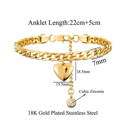 Heart Charm Gold Anklet