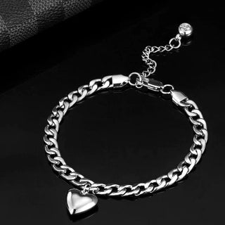 Heart Charm Silver Anklet