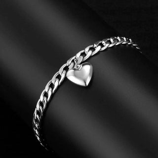 Heart Charm Silver Anklet